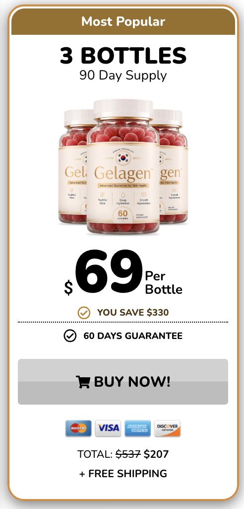 Gelagen 3-bottle package at $69 per bottle