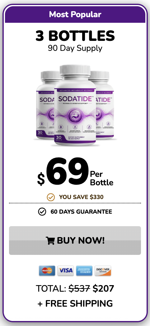 SodaTide most popular offer 3 bottles 90 day supply